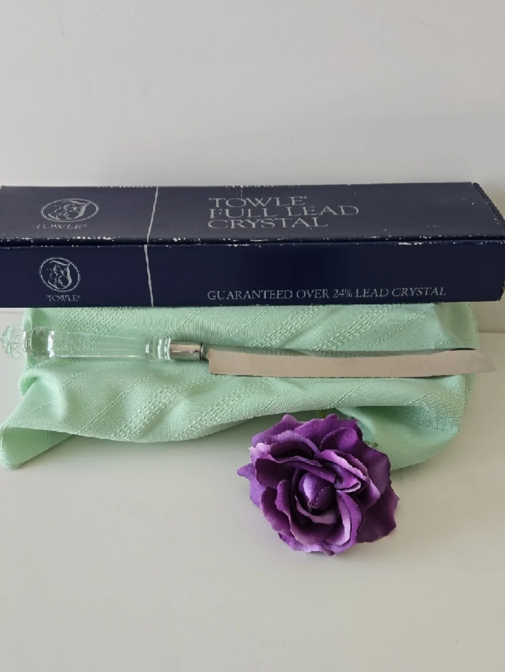 Vintage 1986 Towle Crystal Handle Bridal Cake Knife - 14